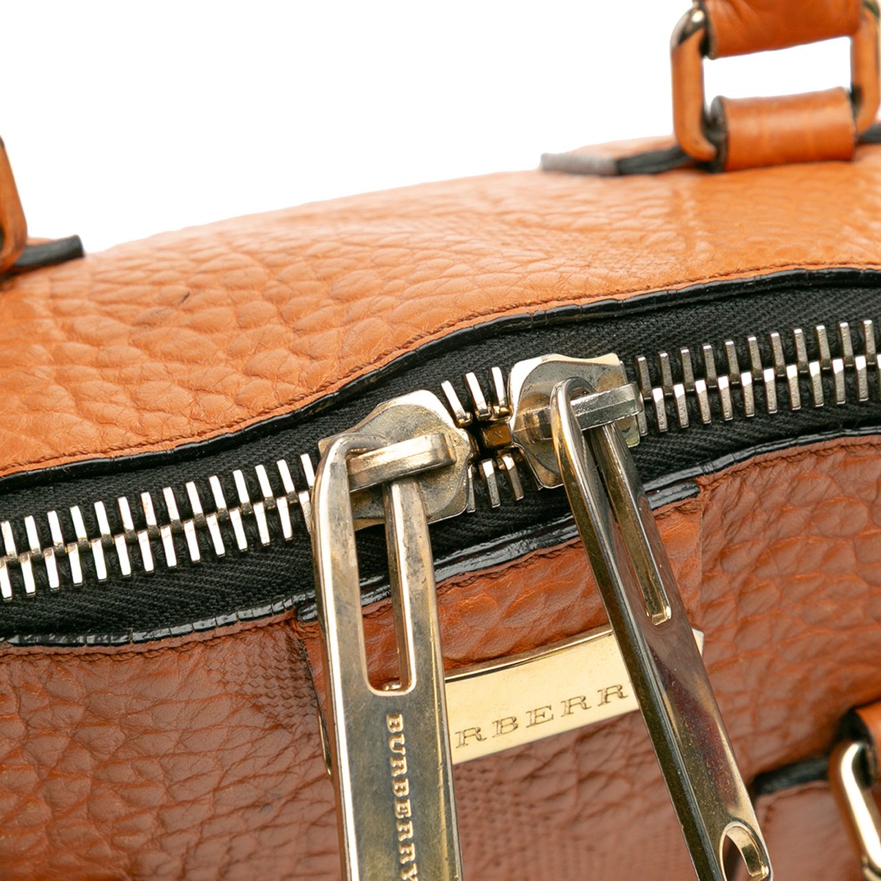 Burberry Small Heritage Grain Check Embossed Leather Orchard Bowling Bag Oranje