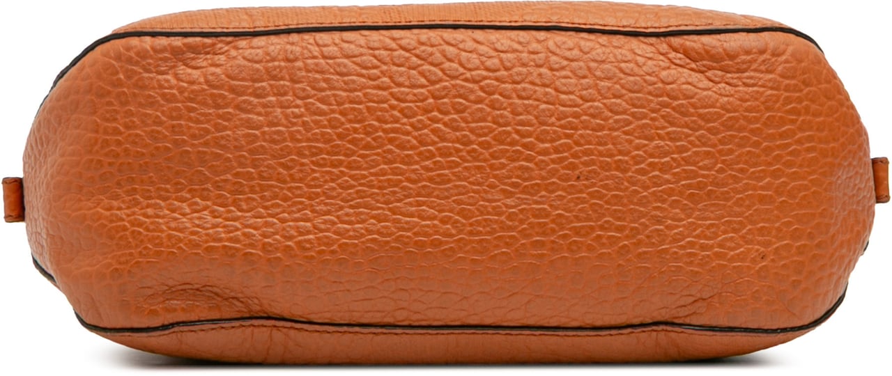 Burberry Small Heritage Grain Check Embossed Leather Orchard Bowling Bag Oranje