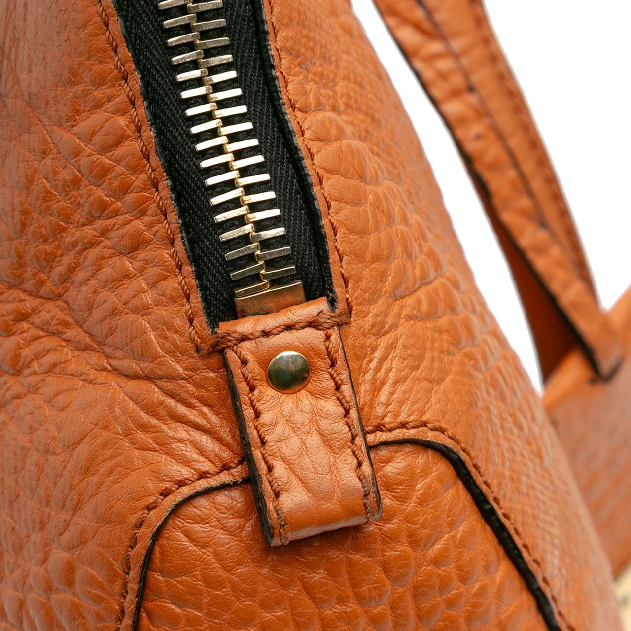 Burberry Small Heritage Grain Check Embossed Leather Orchard Bowling Bag Oranje