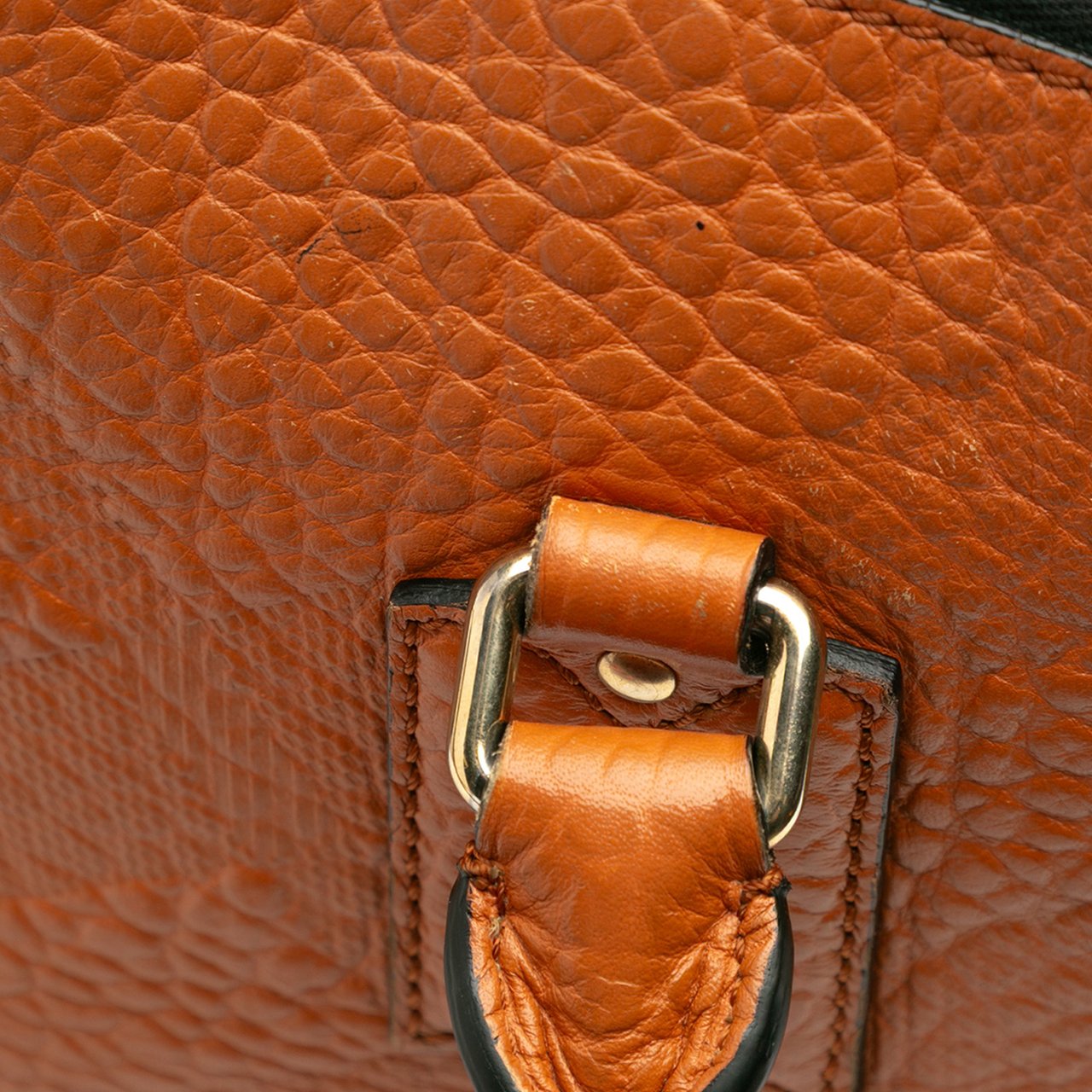 Burberry Small Heritage Grain Check Embossed Leather Orchard Bowling Bag Oranje