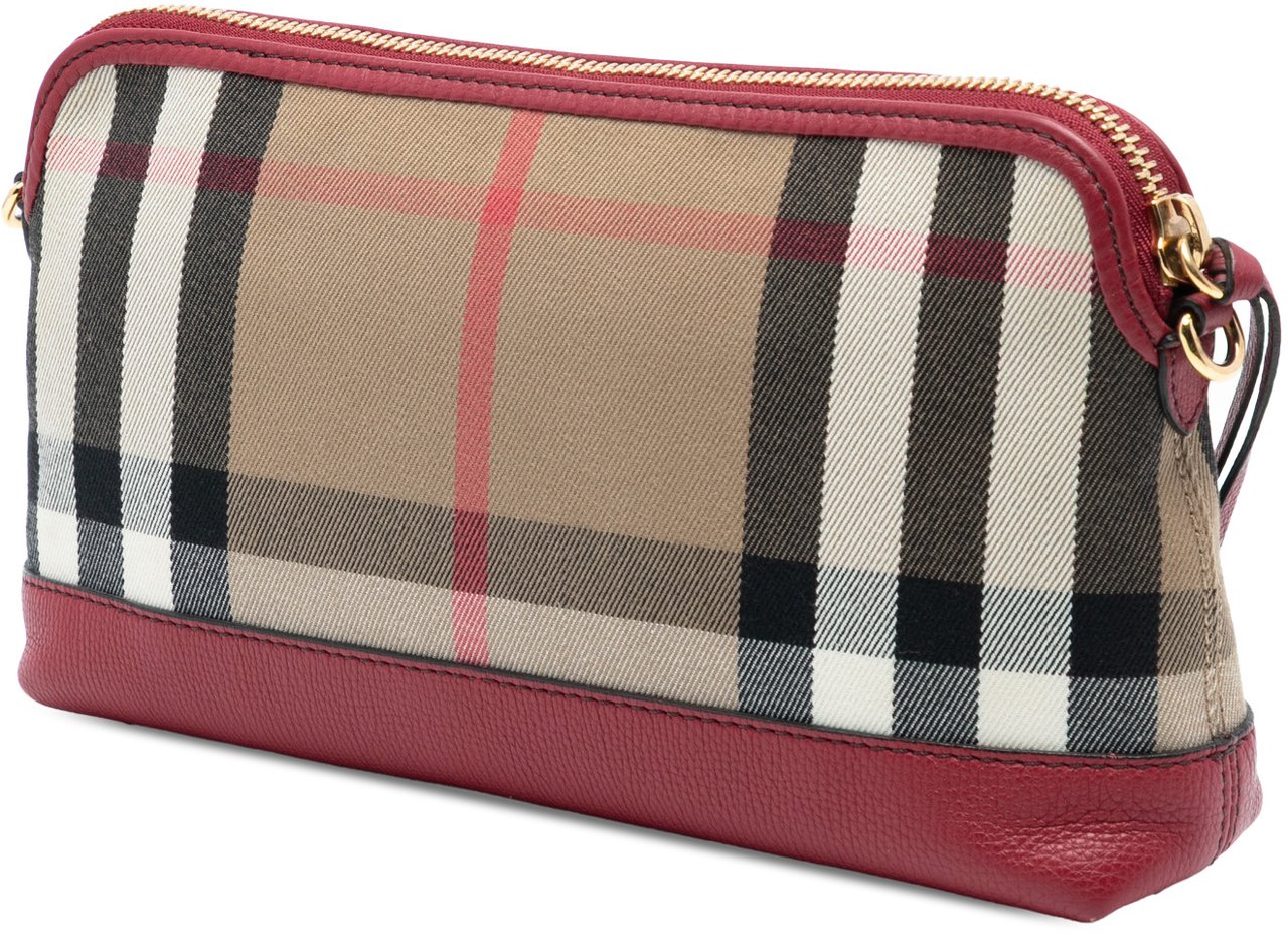 Burberry House Check Canvas Derby Abingdon Convertible Clutch Bruin