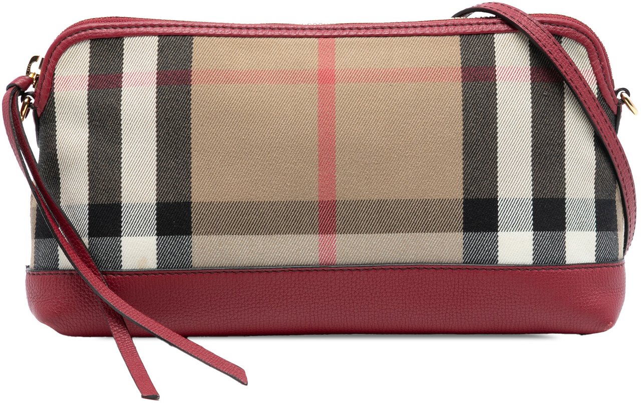 Burberry House Check Canvas Derby Abingdon Convertible Clutch Bruin