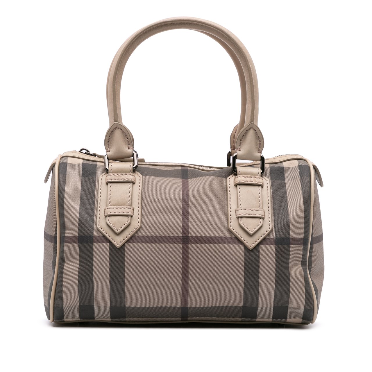 Burberry Smoke Check Coated Canvas Chester Boston Bag Bruin