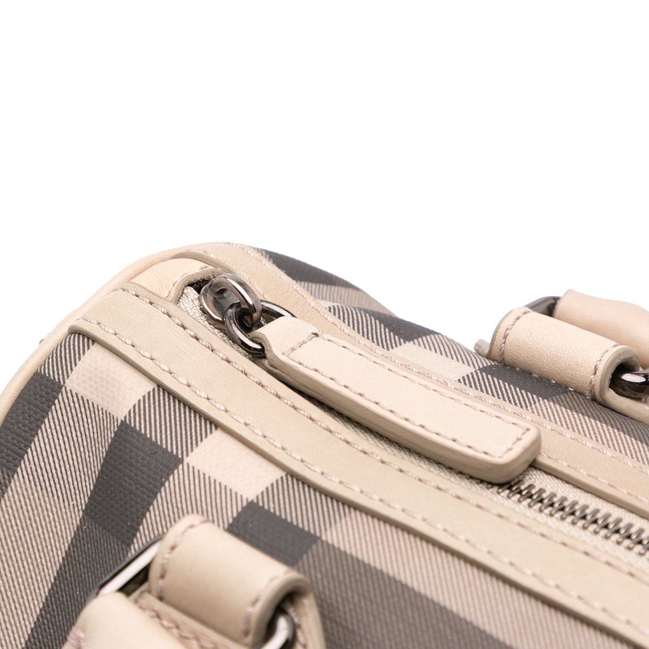 Burberry Smoke Check Coated Canvas Chester Boston Bag Bruin