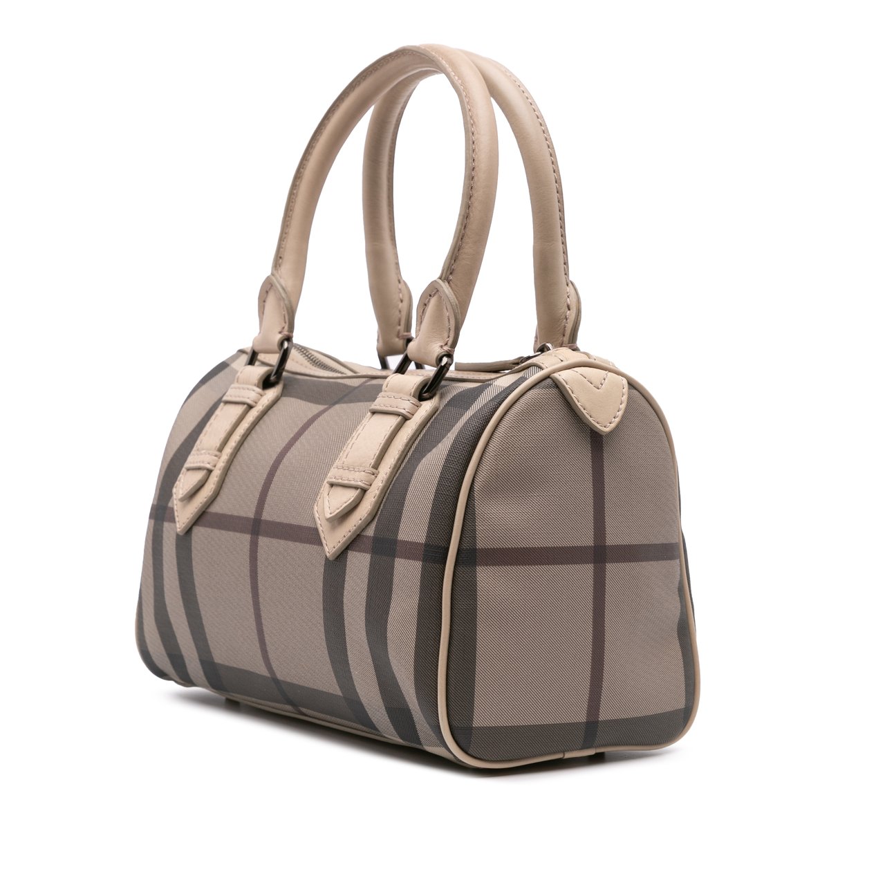 Burberry Smoke Check Coated Canvas Chester Boston Bag Bruin
