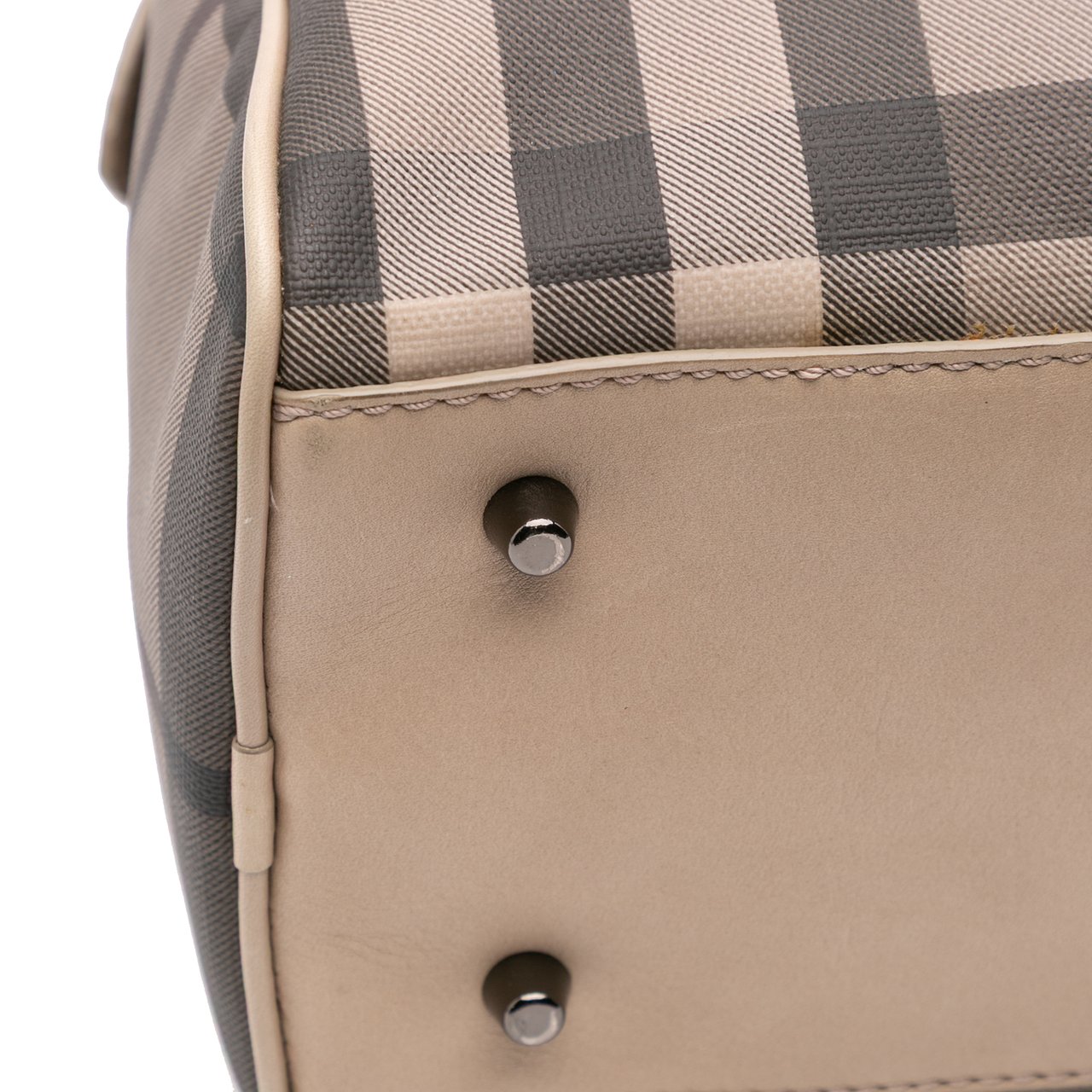 Burberry Smoke Check Coated Canvas Chester Boston Bag Bruin