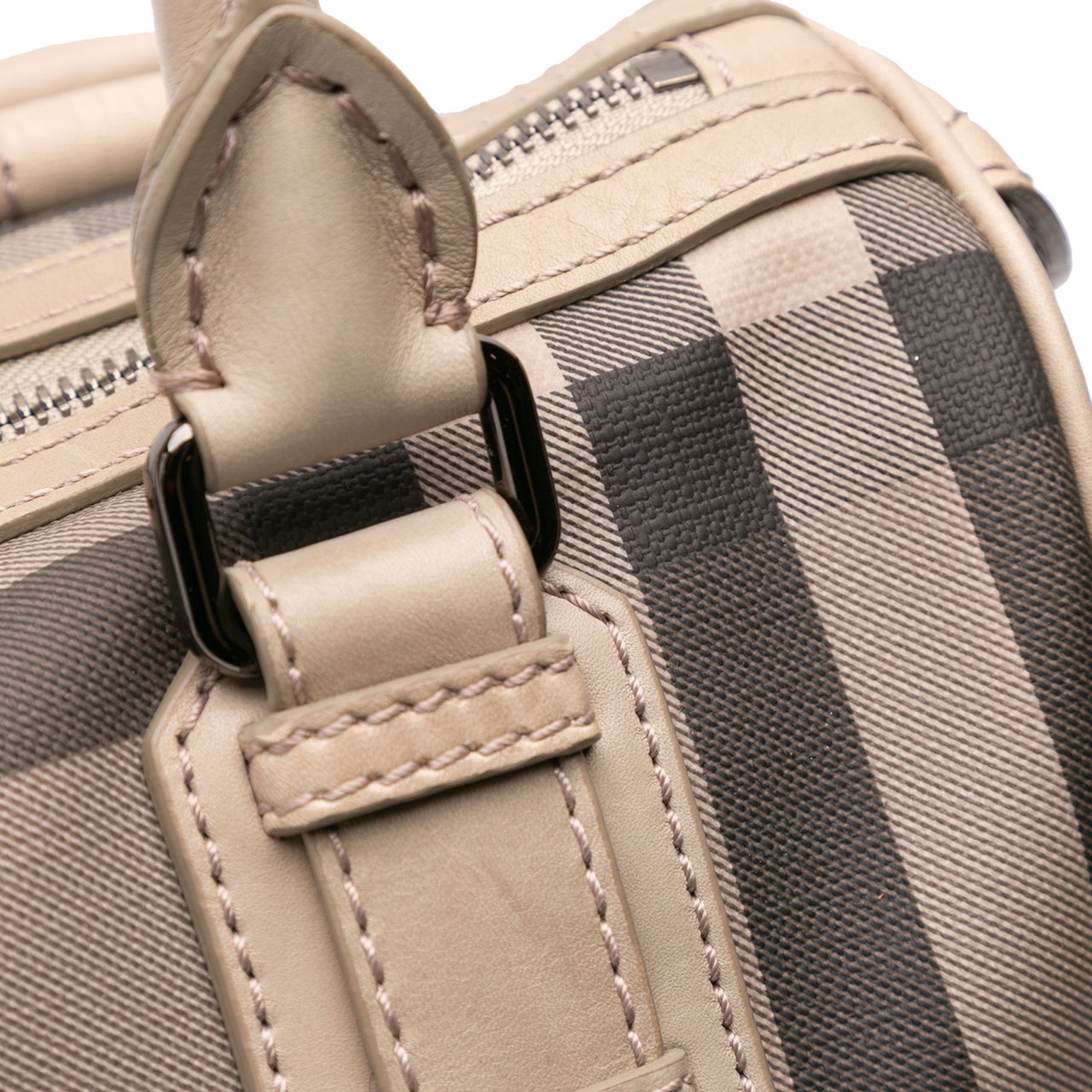 Burberry Smoke Check Coated Canvas Chester Boston Bag Bruin