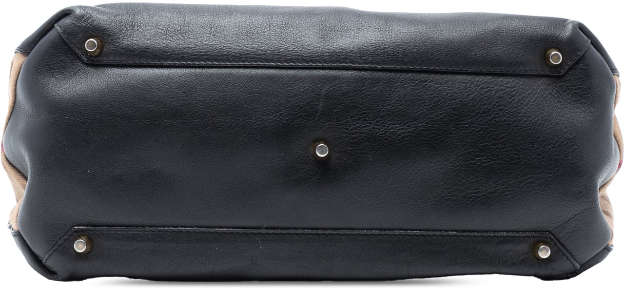 Burberry Medium Leather and House Check Banner Satchel Zwart