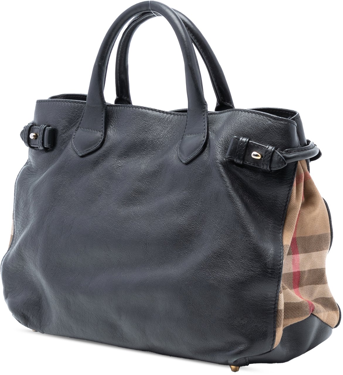 Burberry Medium Leather and House Check Banner Satchel Zwart