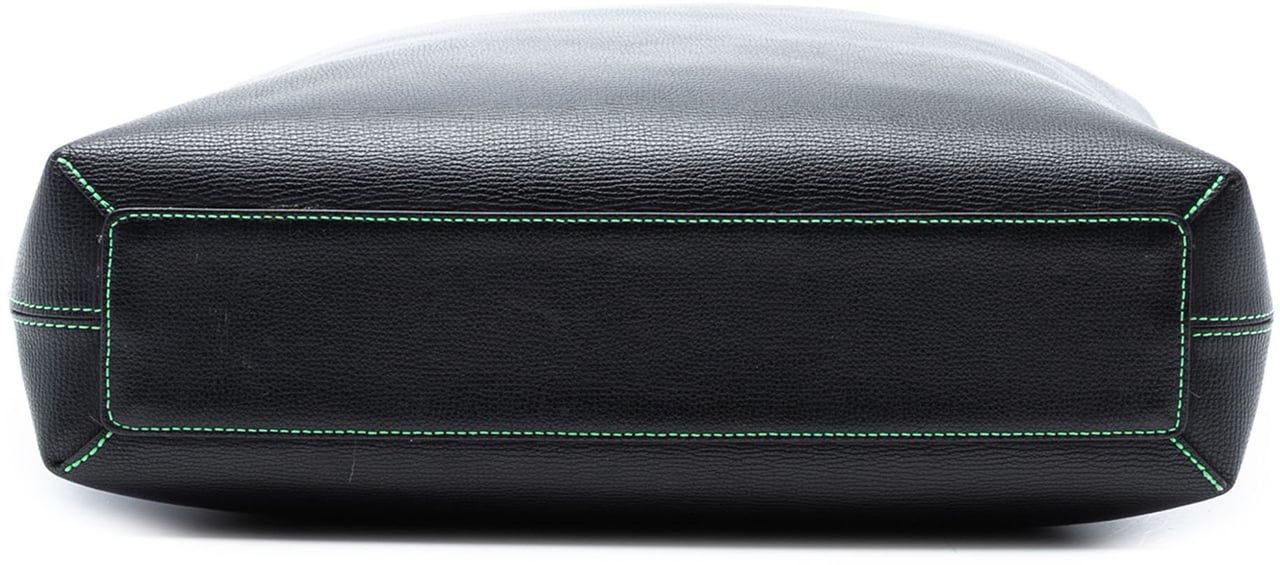 Burberry Grained Leather and Haymarket Check Coated Canvas Reversible North South Tote Zwart