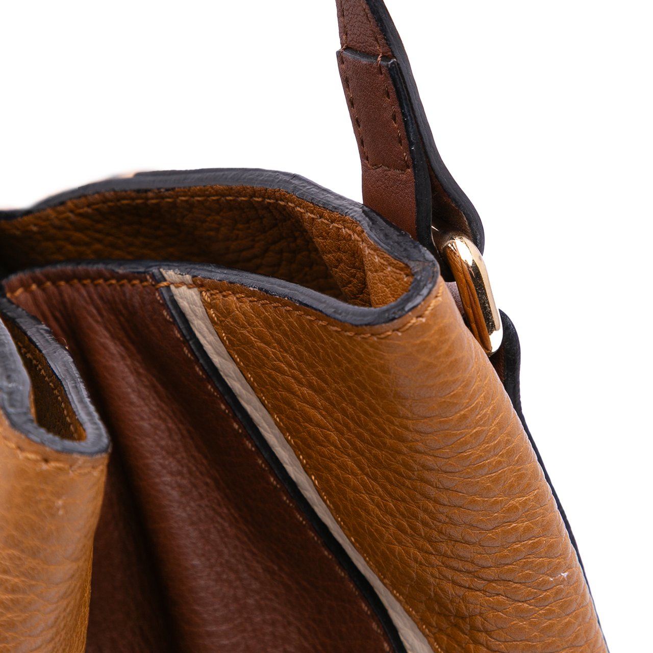 Burberry Small Leather Trimmed Haymarket Check Coated Canvas Canterbury Tote Bruin