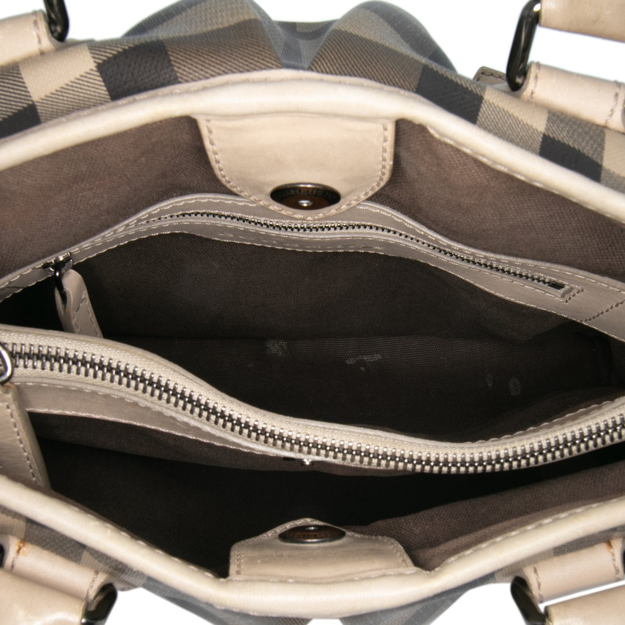 Burberry Smoke Check Coated Canvas Northfield Satchel Bruin