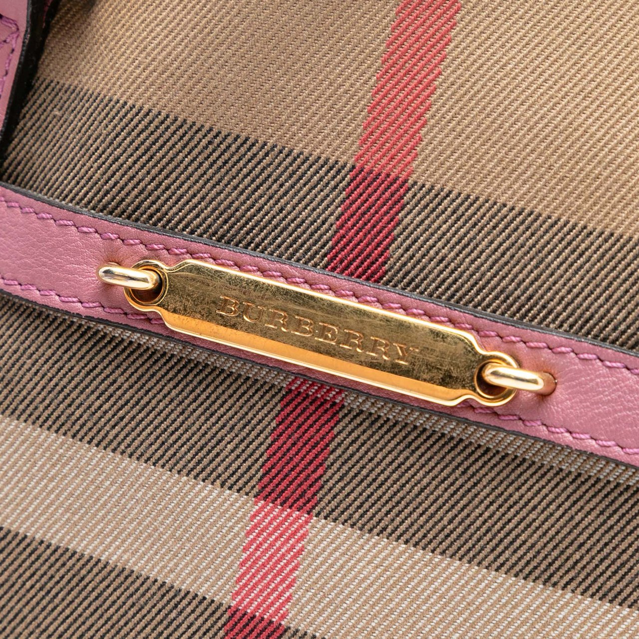 Burberry Small Leather Trimmed House Check Canvas Bridle Orchard Satchel Bruin