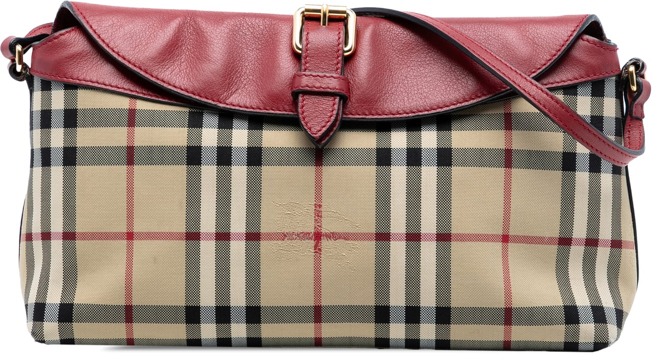 Burberry Haymarket Check Canvas Leah Crossbody Bruin