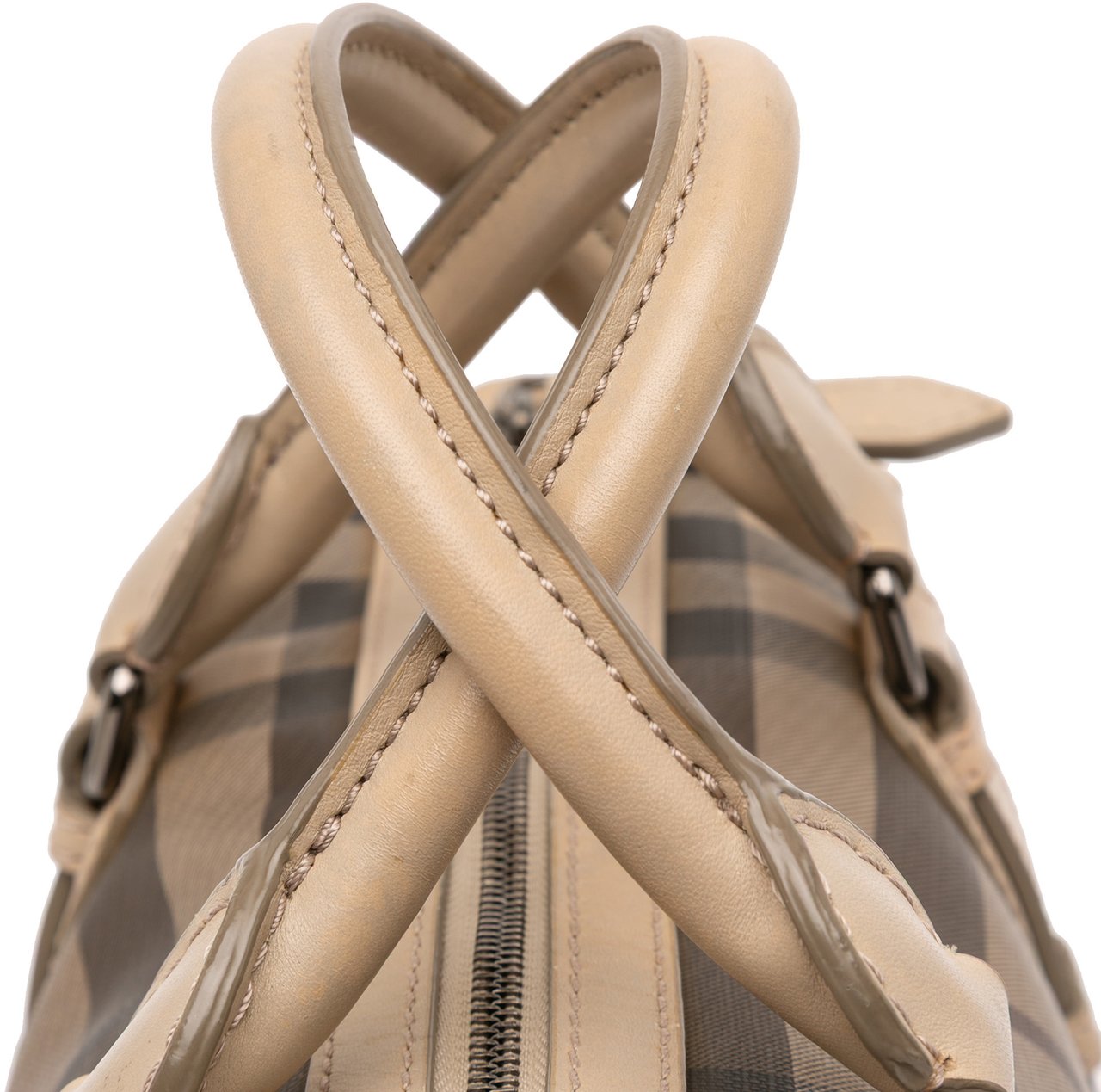 Burberry Smoke Check Coated Canvas Chester Boston Bag Bruin