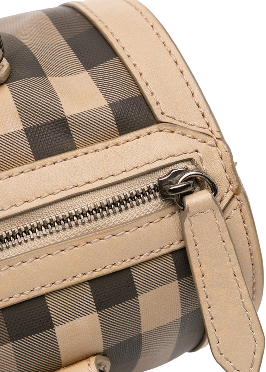 Burberry Smoke Check Coated Canvas Chester Boston Bag Bruin