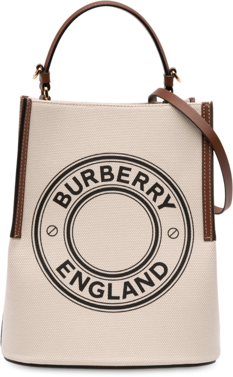Burberry Small Canvas Logo Peggy Bucket Bag Bruin