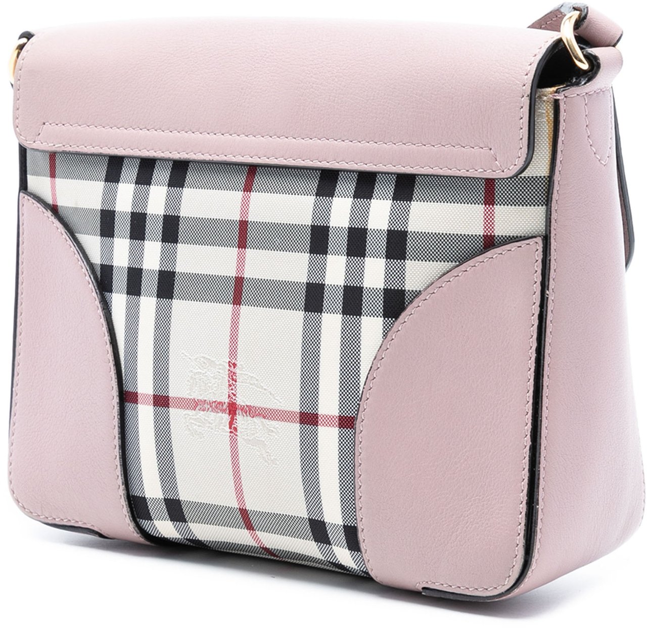 Burberry Small Haymarket Check Trimmed Leather Dickens Crossbody Roze