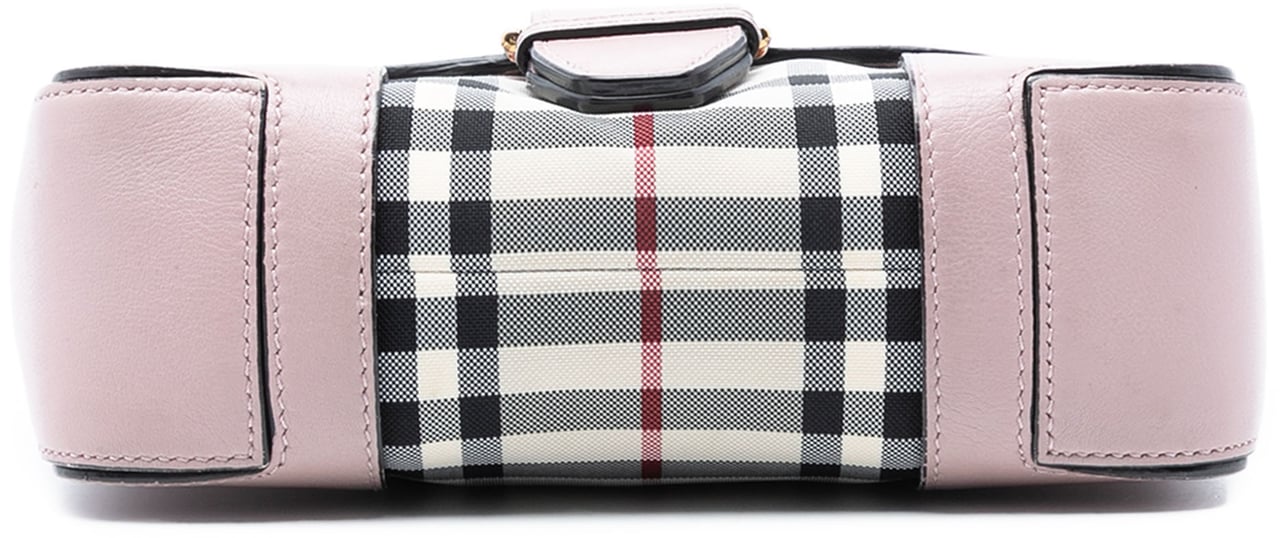 Burberry Small Haymarket Check Trimmed Leather Dickens Crossbody Roze