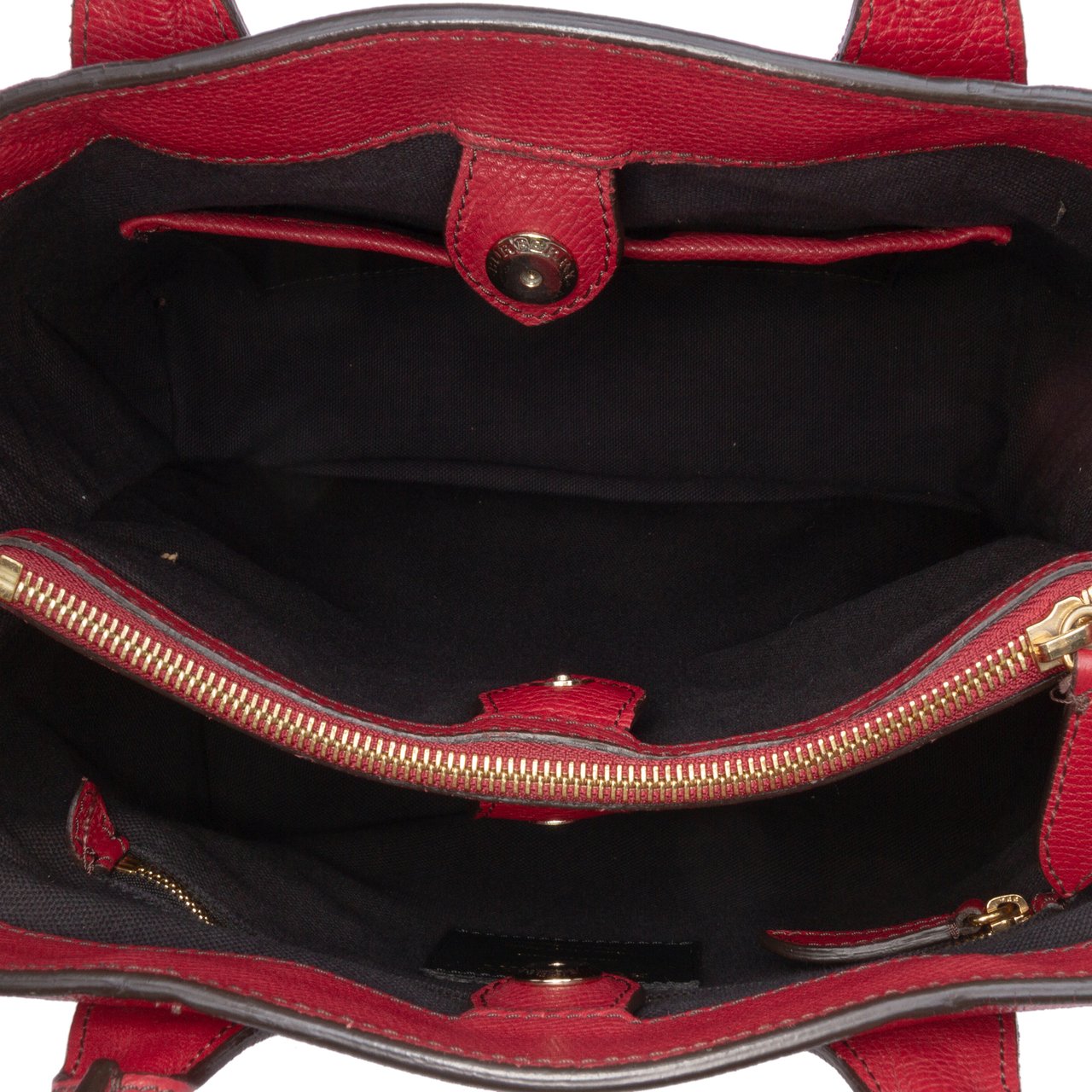 Burberry Medium Leather and House Check Banner Satchel Rood