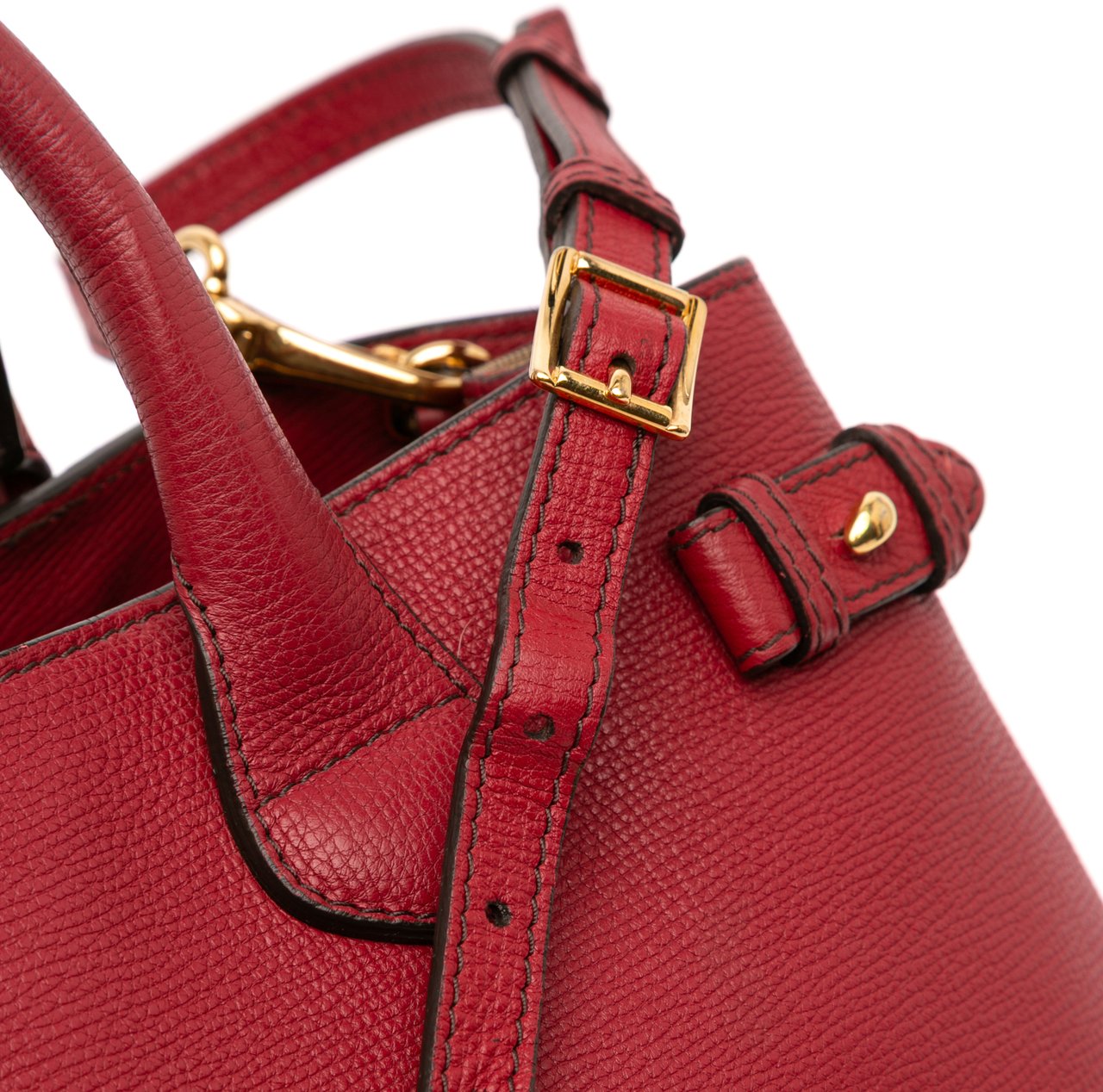 Burberry Medium Leather and House Check Banner Satchel Rood