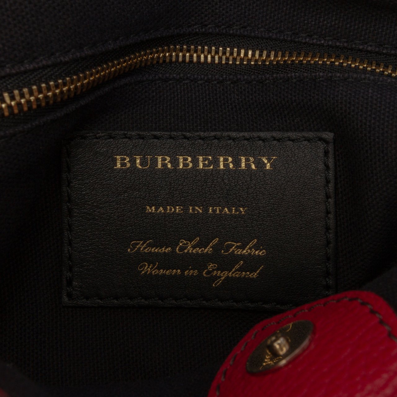 Burberry Medium Leather and House Check Banner Satchel Rood