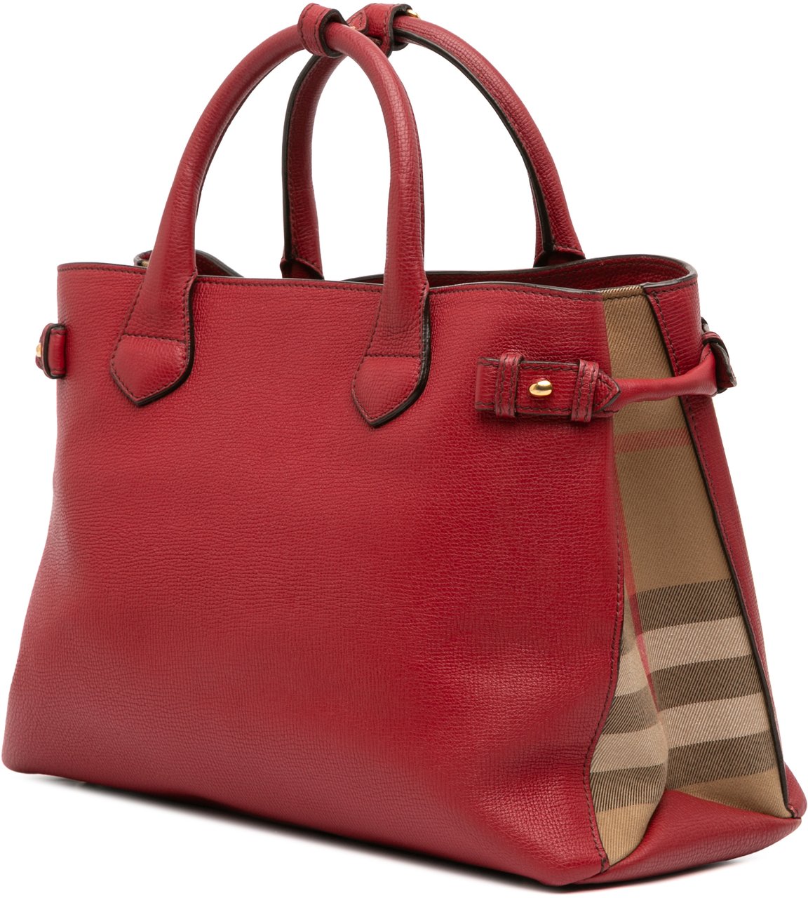 Burberry Medium Leather and House Check Banner Satchel Rood
