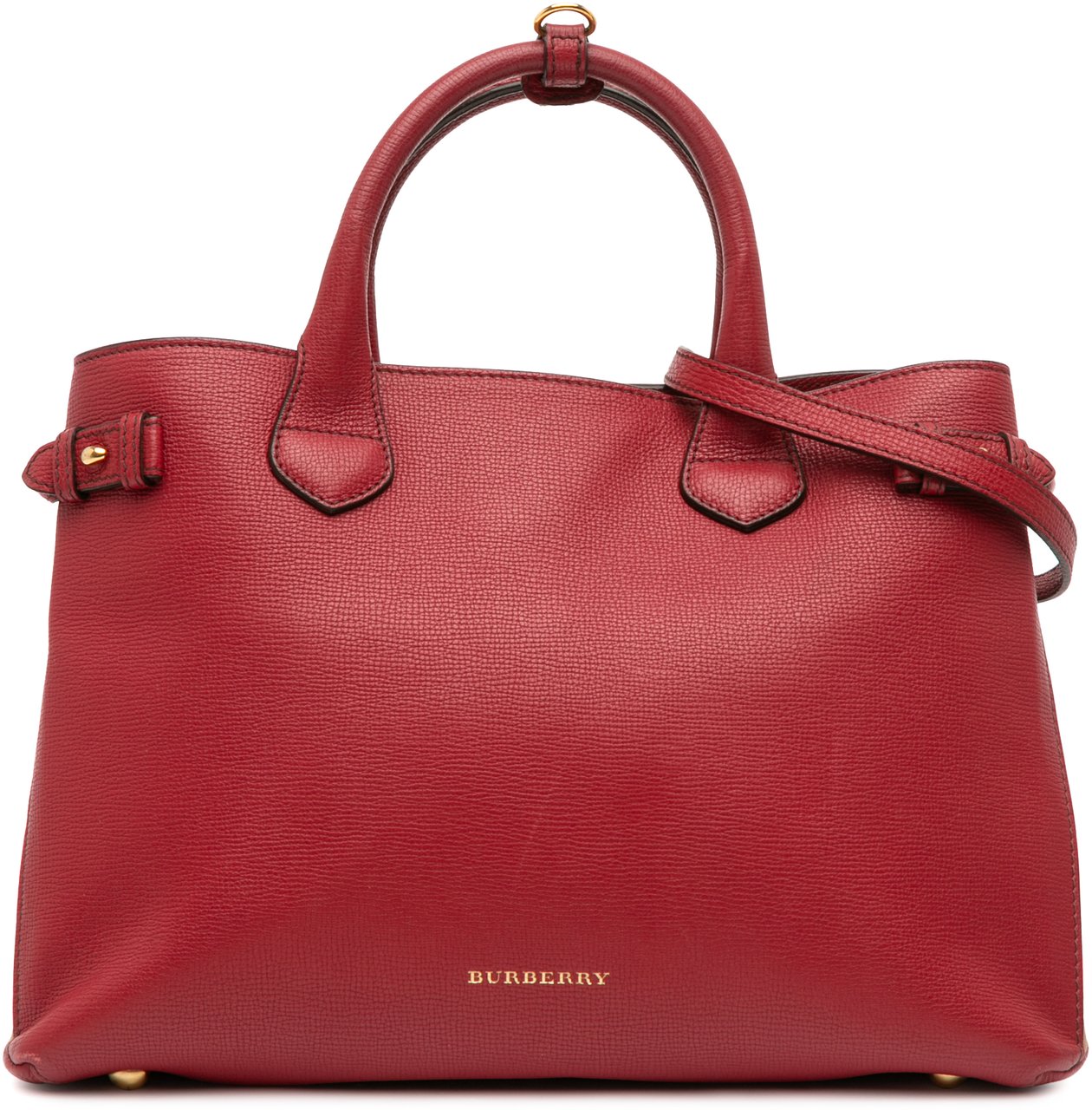 Burberry Medium Leather and House Check Banner Satchel Rood