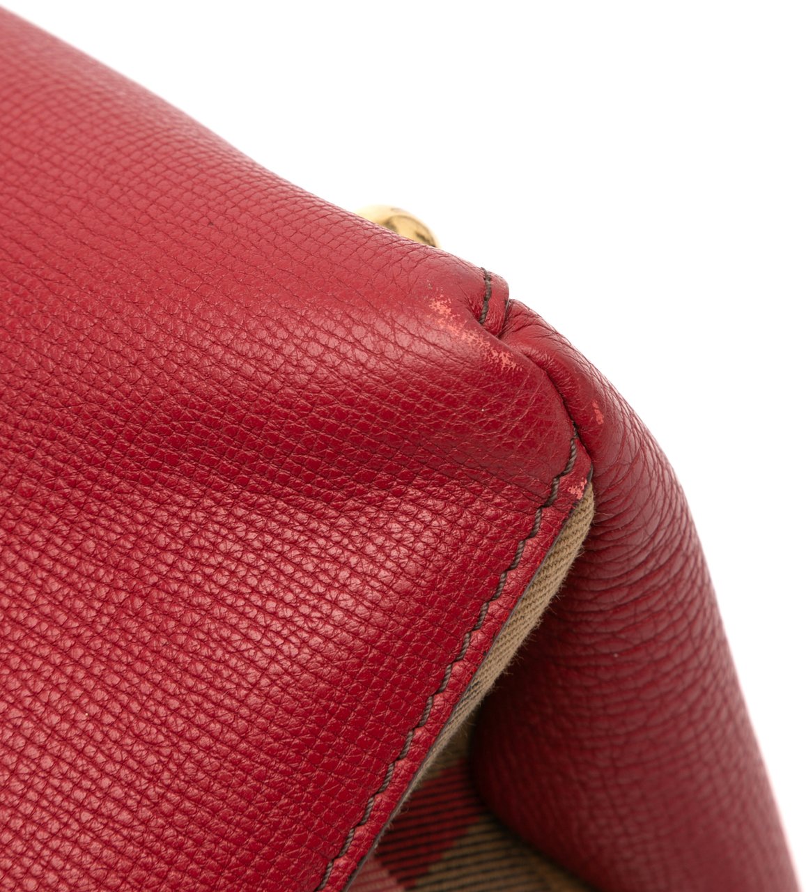 Burberry Medium Leather and House Check Banner Satchel Rood