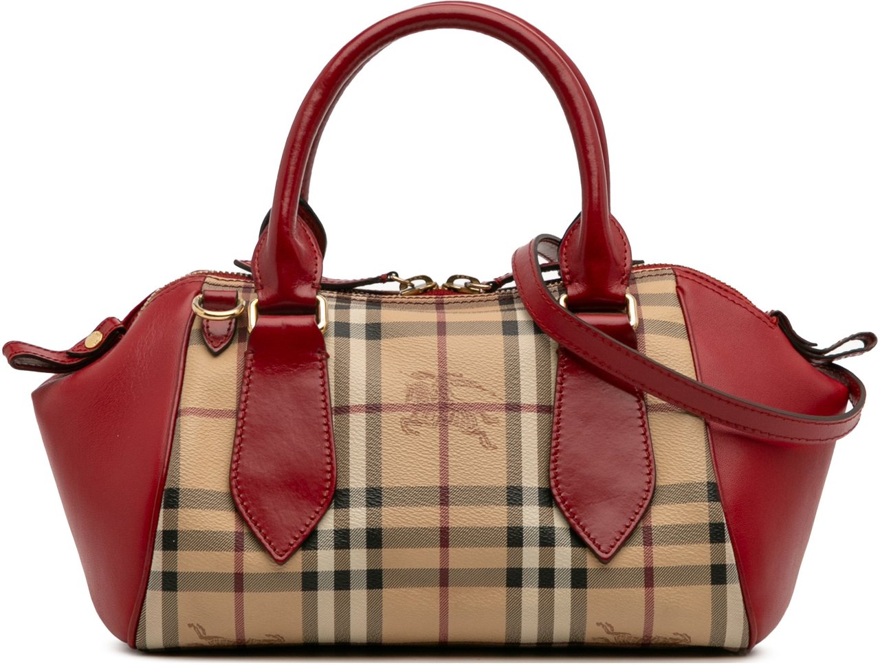 Burberry Small Haymarket Check Coated Canvas Blaze Satchel Bruin