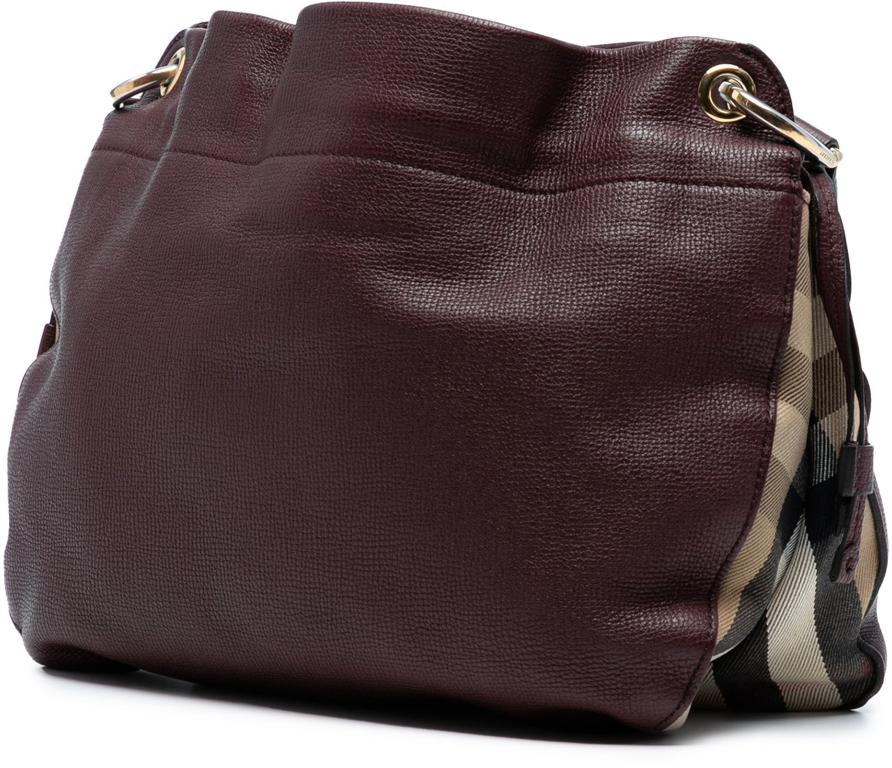 Burberry Small Grainy Calfskin and House Check Canvas Bingley Crossbody Rood