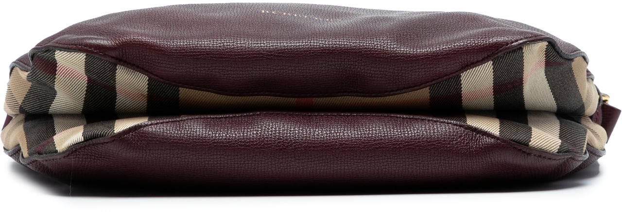 Burberry Small Grainy Calfskin and House Check Canvas Bingley Crossbody Rood