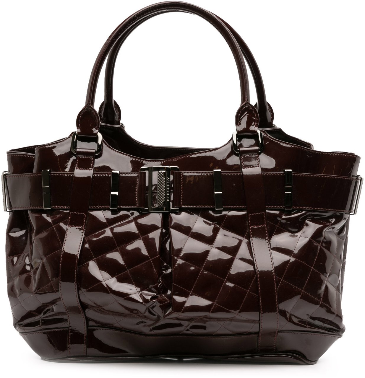 Burberry Large Quilted Patent Beaton Tote Rood