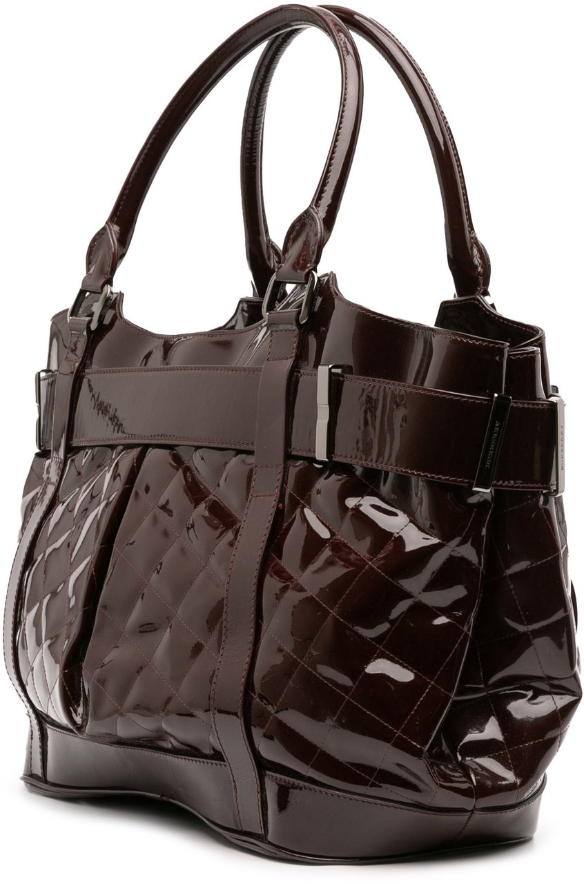 Burberry Large Quilted Patent Beaton Tote Rood
