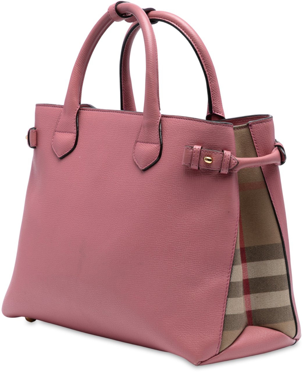 Burberry Medium Leather and House Check Banner Satchel Roze