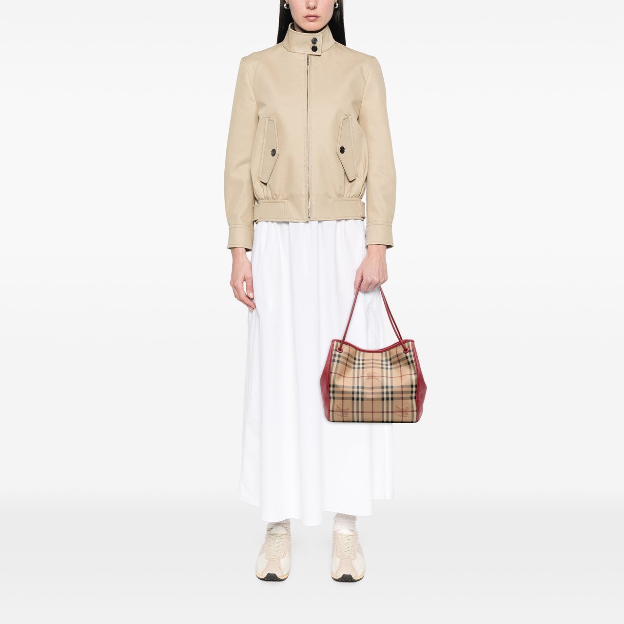 Burberry Small Haymarket Check Coated Canvas Canterbury Tote Bruin
