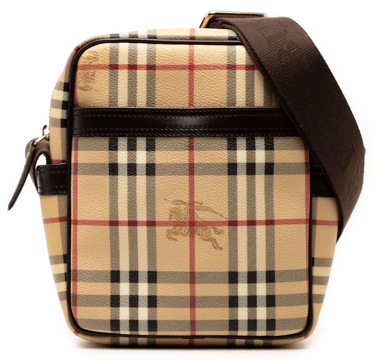 Burberry Haymarket Check Coated Canvas Crossbody Bruin