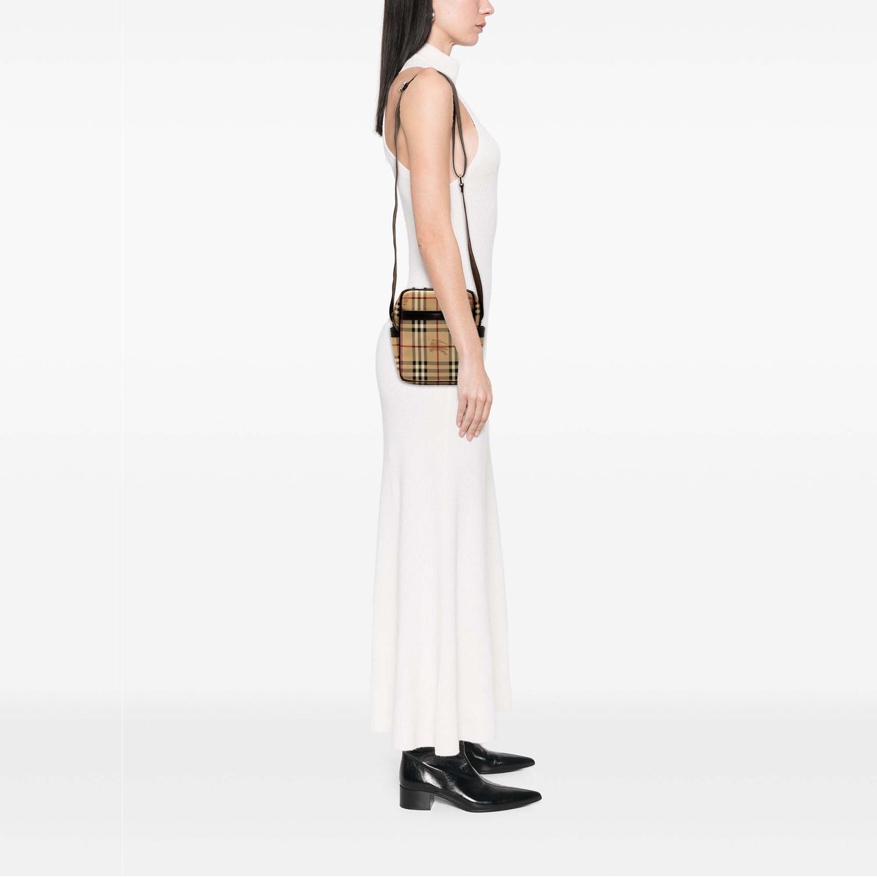 Burberry Haymarket Check Coated Canvas Crossbody Bruin