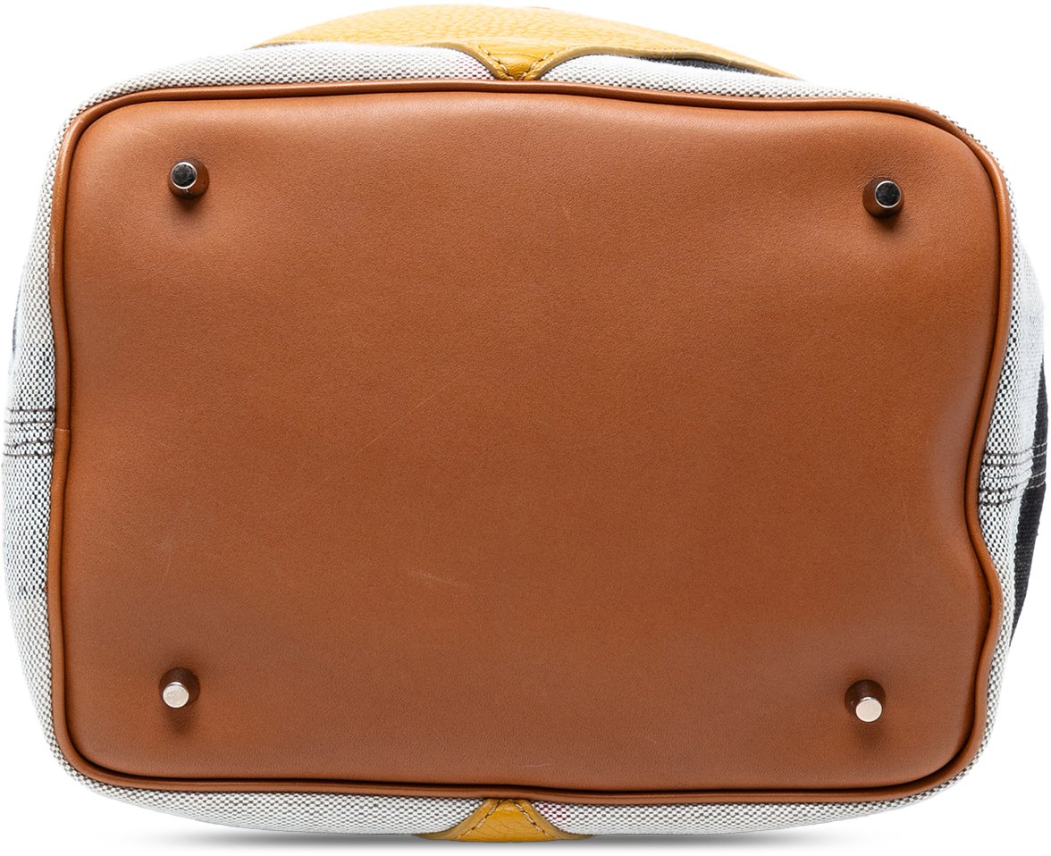 Burberry Medium Mega Check Canvas and Calfskin Chevron Ashby Bucket Bruin