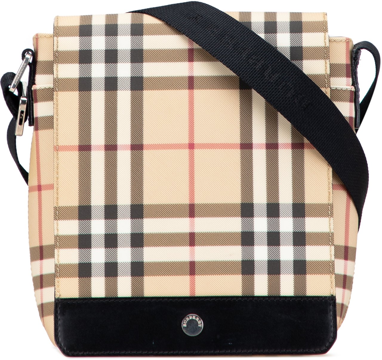 Burberry House Check Canvas Flap Crossbody Bruin