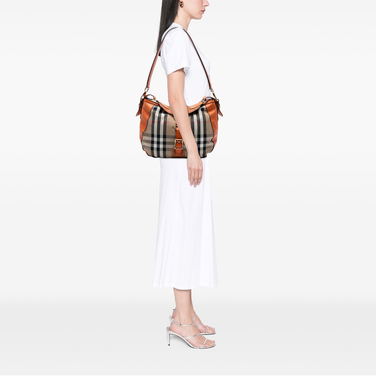 Burberry House Check Canvas Ashwood Hobo Bruin