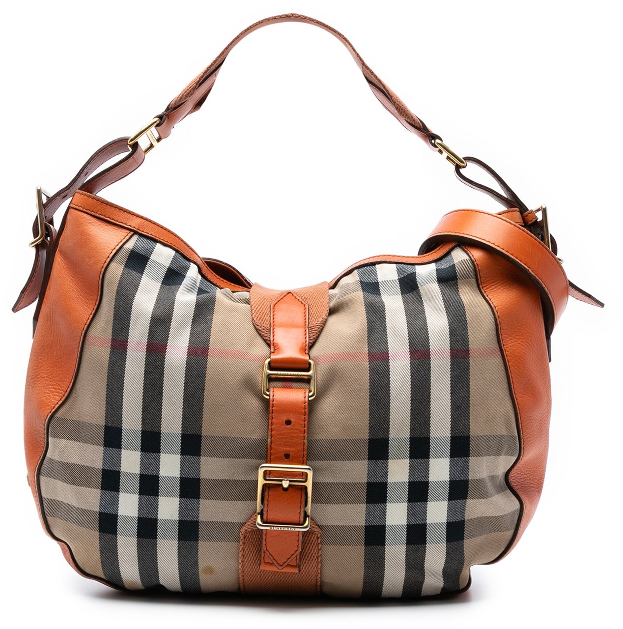 Burberry House Check Canvas Ashwood Hobo Bruin