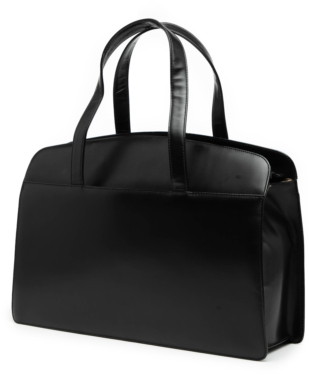 Burberry House Check Trimmed Leather Handbag Zwart