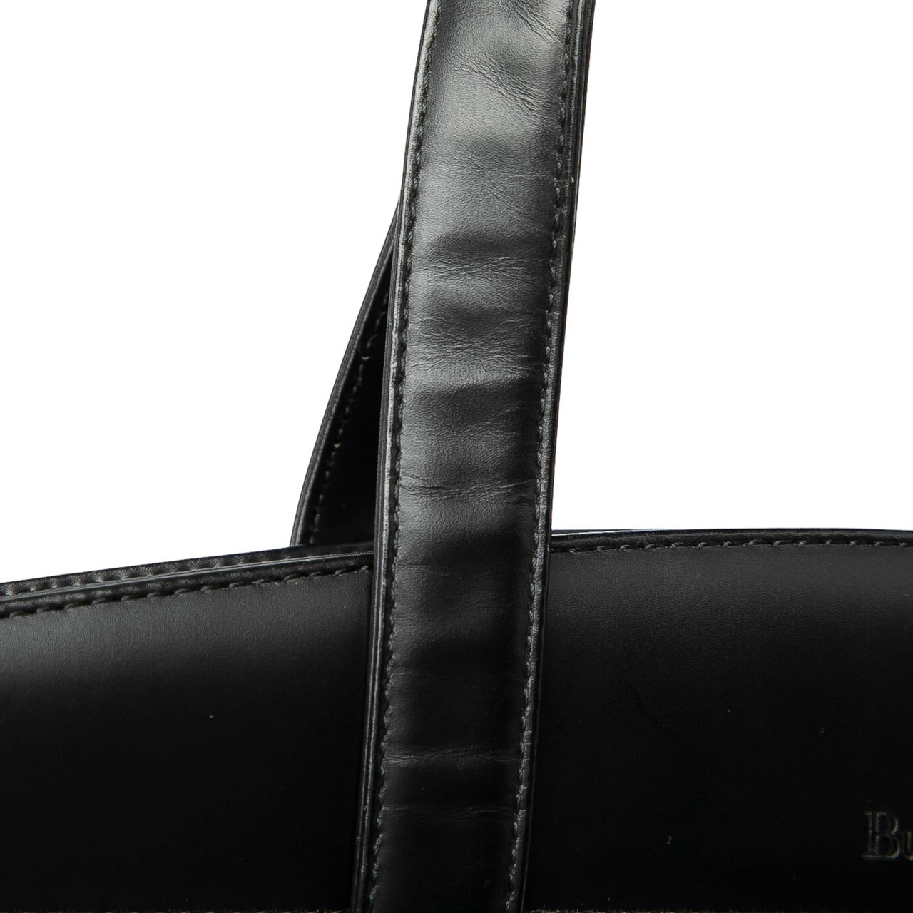 Burberry House Check Trimmed Leather Handbag Zwart