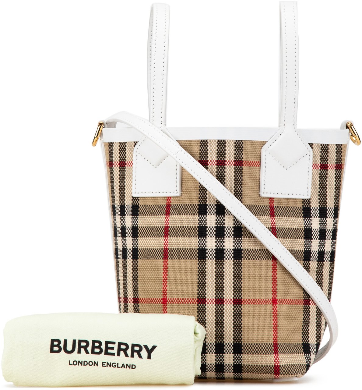 Burberry Mini House Check Canvas London Tote Bruin