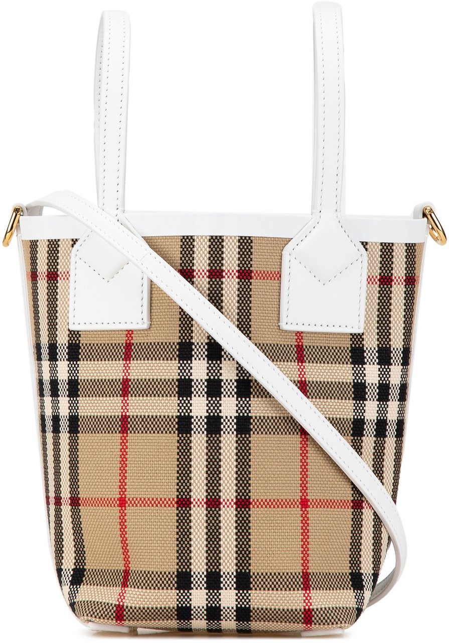 Burberry Mini House Check Canvas London Tote Bruin