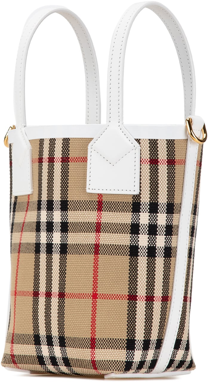 Burberry Mini House Check Canvas London Tote Bruin
