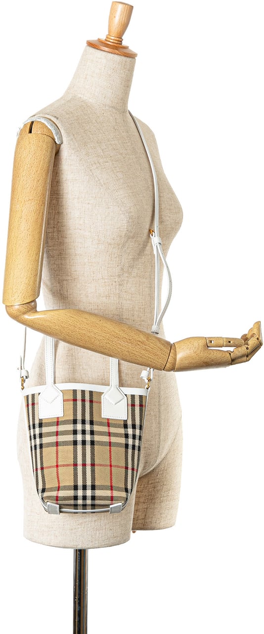 Burberry Mini House Check Canvas London Tote Bruin