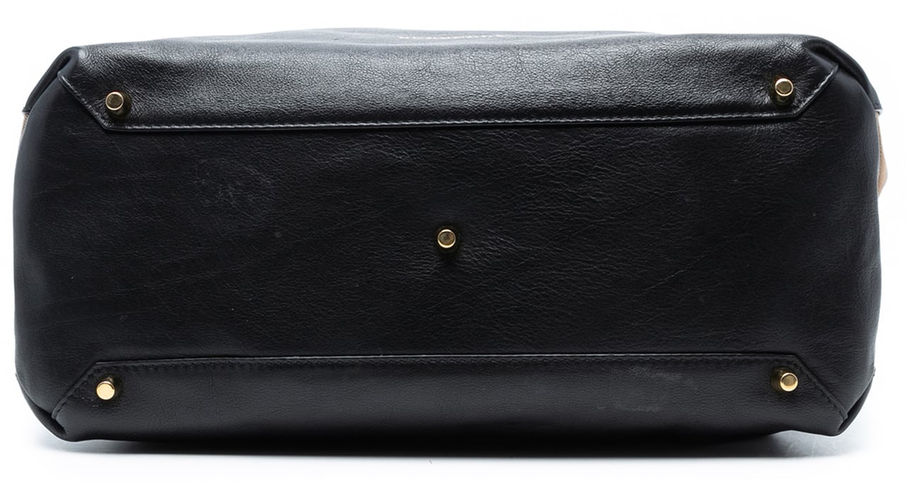 Burberry Medium Leather and House Check Banner Satchel Zwart