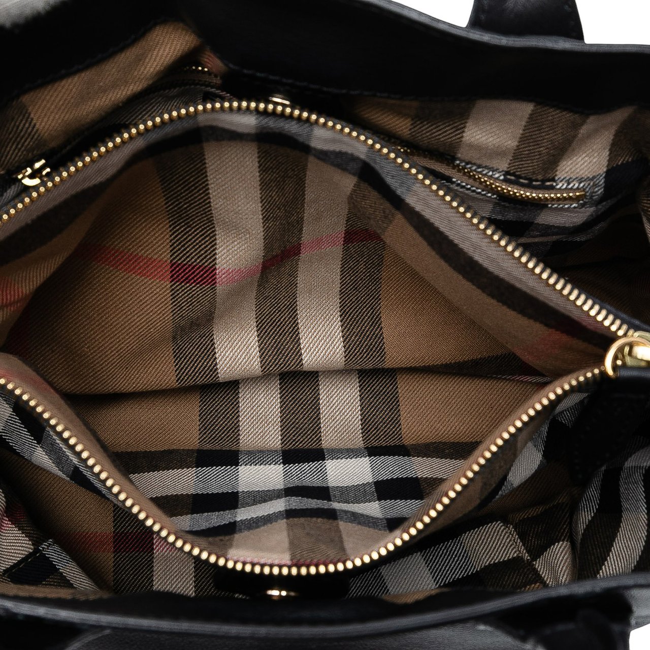 Burberry Medium Leather and House Check Banner Satchel Zwart